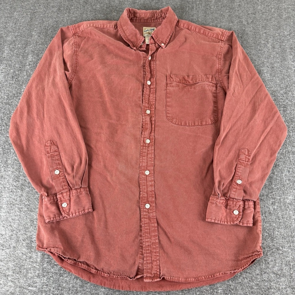 TravelSmith Vintage Button Front Shirt Mens Medium Red Lyocell Cotton Casual